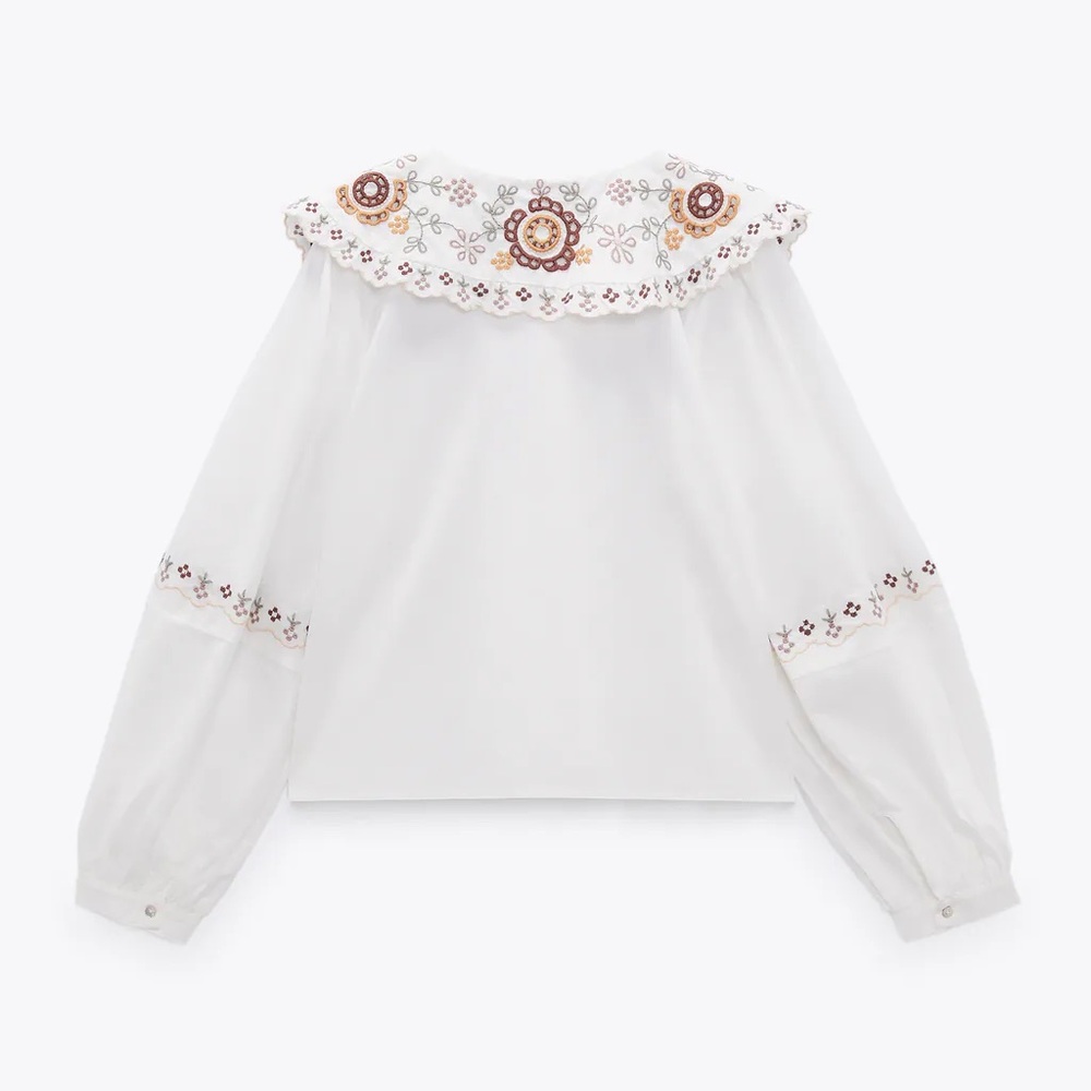 Zara embroidered poplin top - Picture 7 of 9